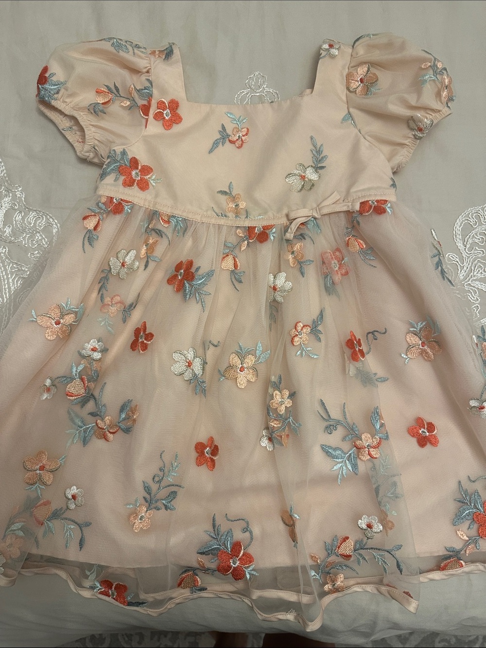 Christian Siriano Blush Floral Embroidered Tulle Dress for Girls